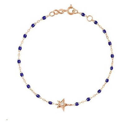 Bracelet Etoile diamant Or rose Résine bleu de prusse