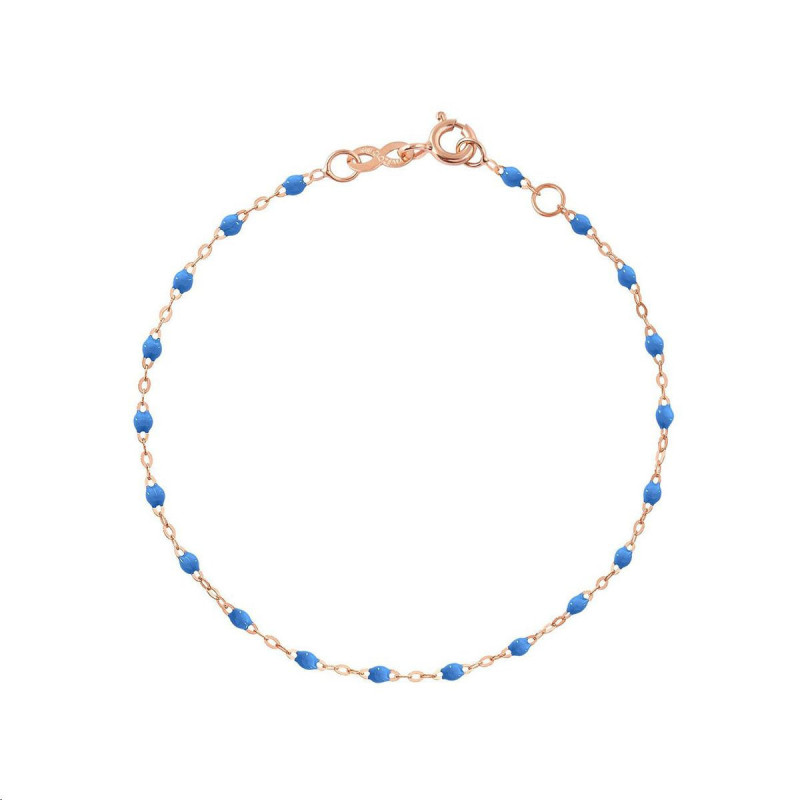 Bracelet Classique Gigi Or rose Perles de résine bleues fluo