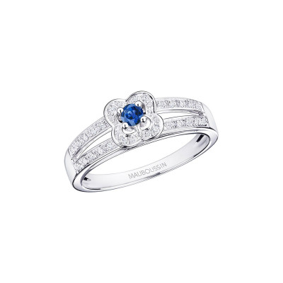 Solitaire Love Bleu Or blanc Saphir Diamants