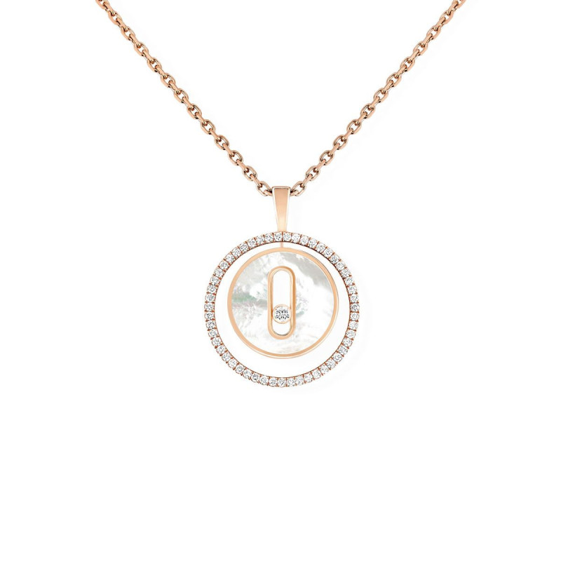 Collier Lucky Move PM Or rose Nacre blanche Diamants