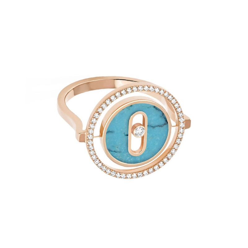 Bague Lucky Move PM Or rose Turquoise Diamants