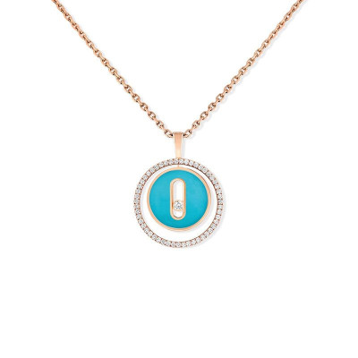 Collier Lucky Move Or rose Diamants et turquoise
