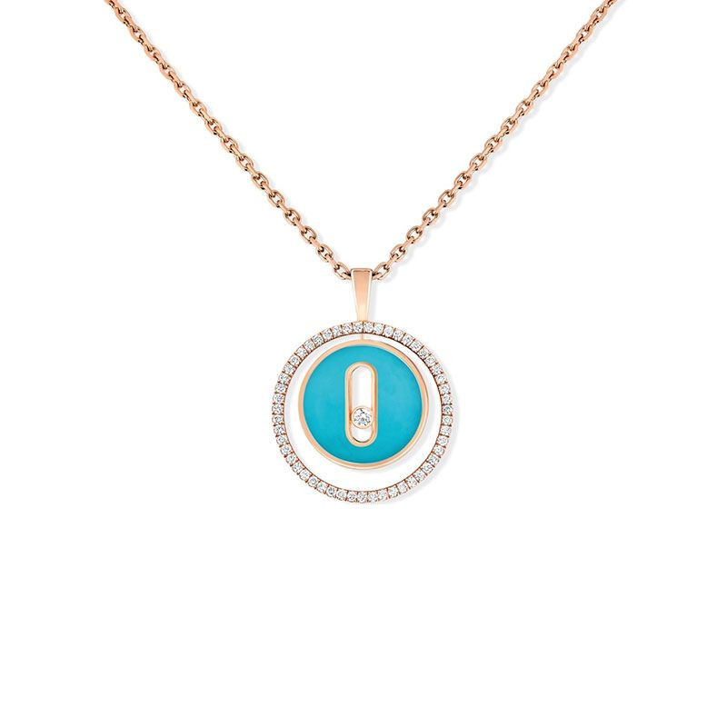 Collier Lucky Move Or rose Diamants et turquoise