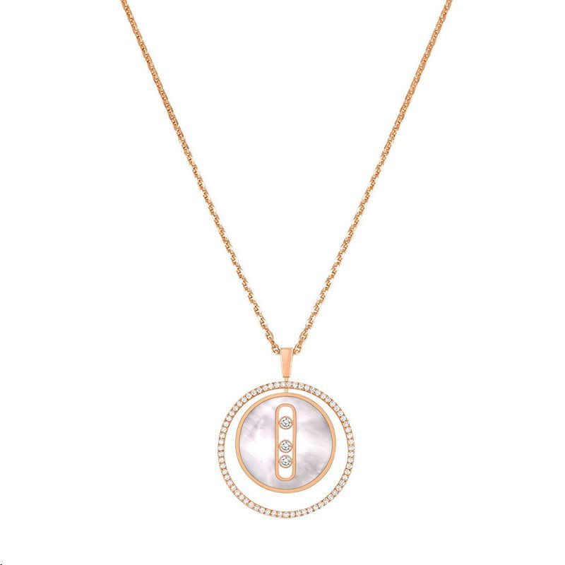 Collier Lucky Move MM Or rose Nacre blanche et Diamants blancs