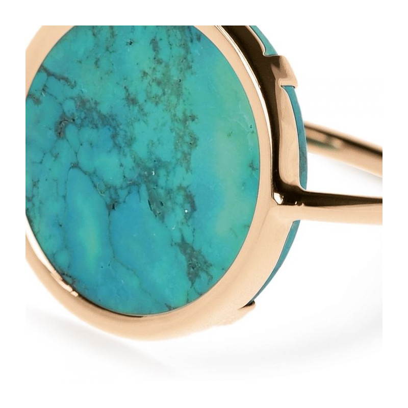 Bague Disc Or rose Turquoise