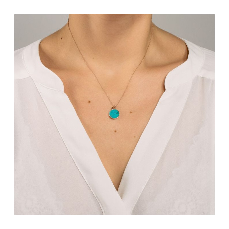Collier Ever Disc Or rose Turquoise