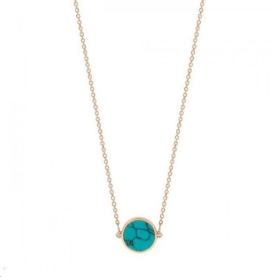 Collier Mini Ever Disc Or rose Turquoise