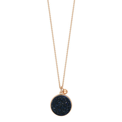 Collier Ever Disc Or rose Pierre sable bleue