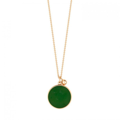 Collier Ever Disc Or rose Jade
