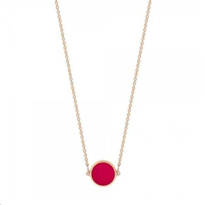 Collier Ever Disc Or rose Corail
