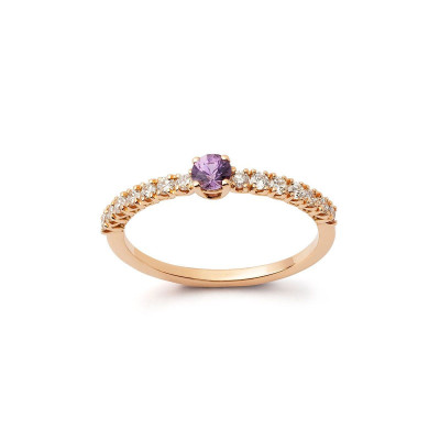 Bague Or rose Saphir violet Diamants blancs